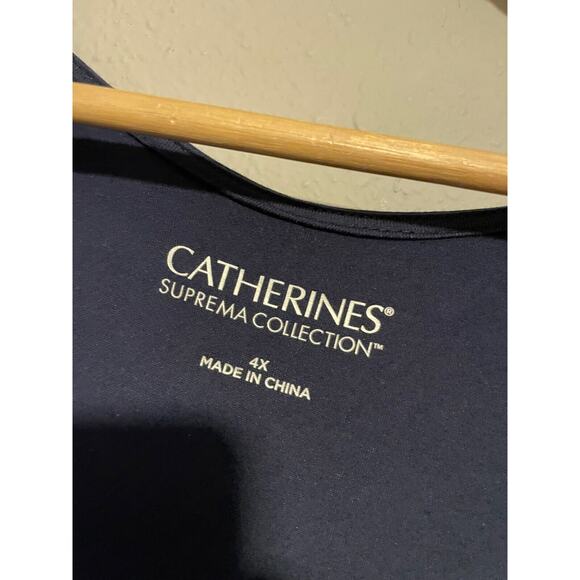 Catherines Womens Cardigan 4X Navy Open Front Stretch Suprema Collection Casual - Picture 2 of 7